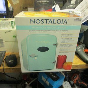 Nostalgia Retro 6-Can Personal Cooling and Heating Refrigerator, Aqua
